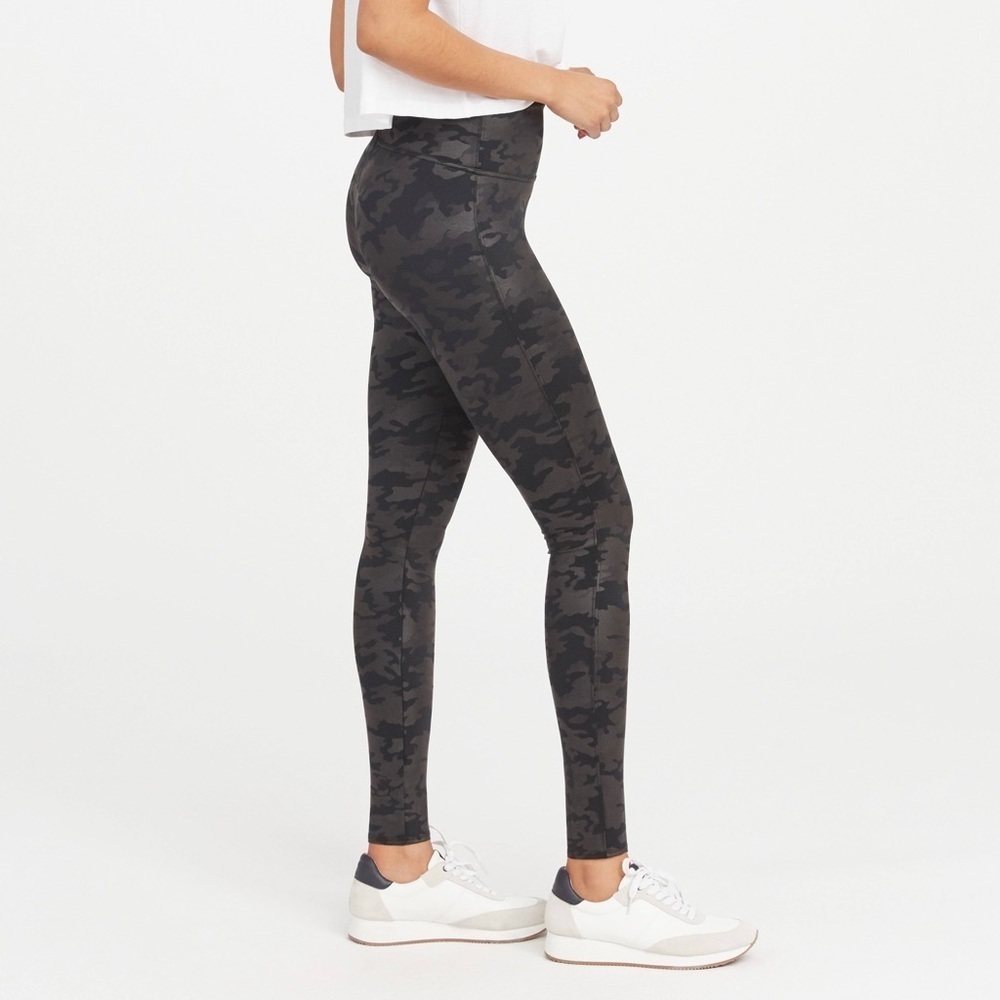 Spanx Faux Leather Camo Leggings, Matte Black Camo